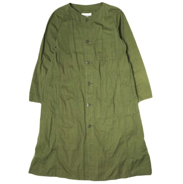 BEAMS BOY ビームスボーイ ワッシャーオーバーワンピース 13-26-0542-791 Free OLIVE ノーカラー ミリタリー シャツ トップス g20920