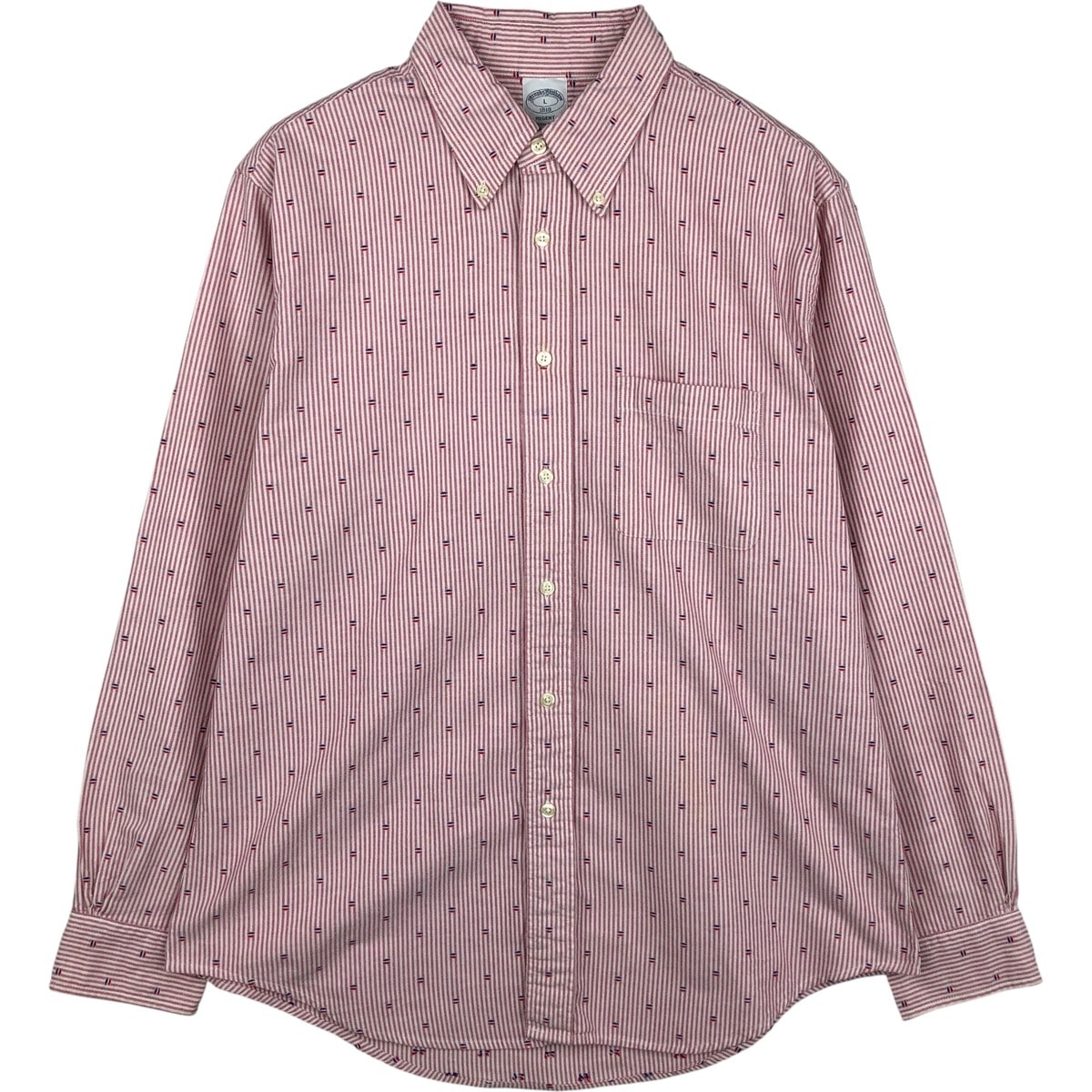 古着 ブルックスブラザーズ Brooks Brothers 1818 REGENT 総柄 長袖 ボタンダウンストライプシャツ メンズL相当/eaa614066