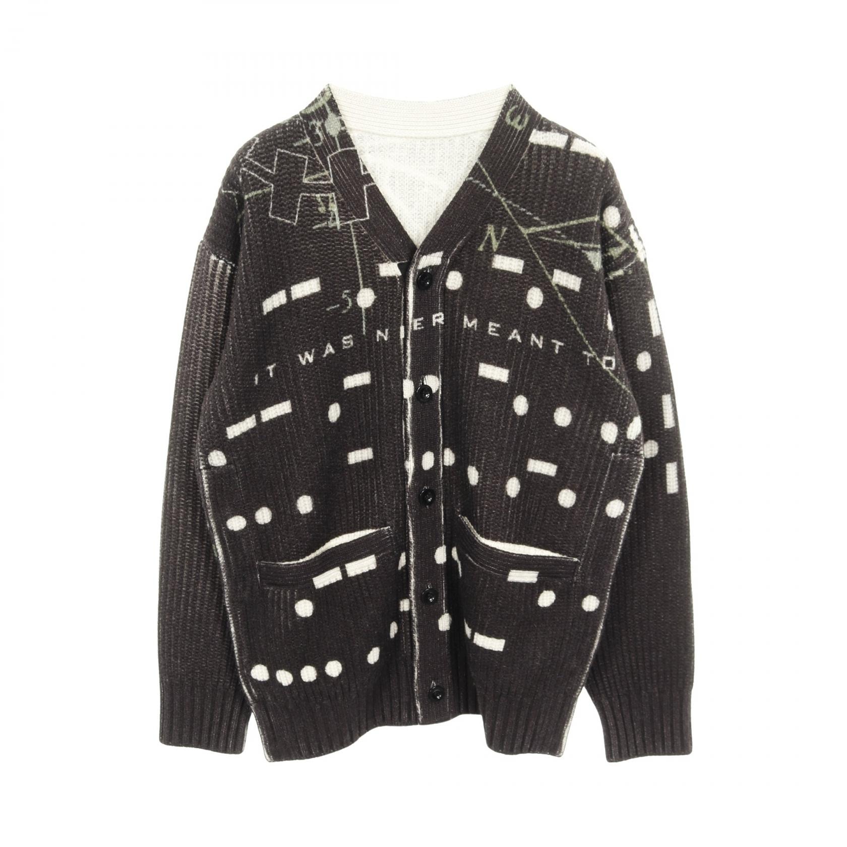 サカイ Sacai sacai × INTERSTELLAR カーディガン 衣料品 トップス ウール メンズ ブラック系 / アイボリー系 / グリーン系 【中古】