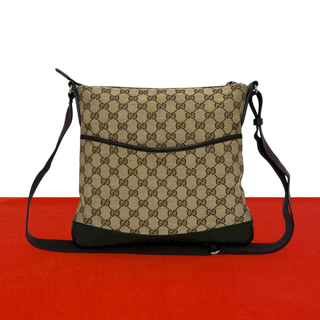 GUCCI グッチ GG 柄 キャンバス レザー ショルダーバッグ ベージュ
 27699