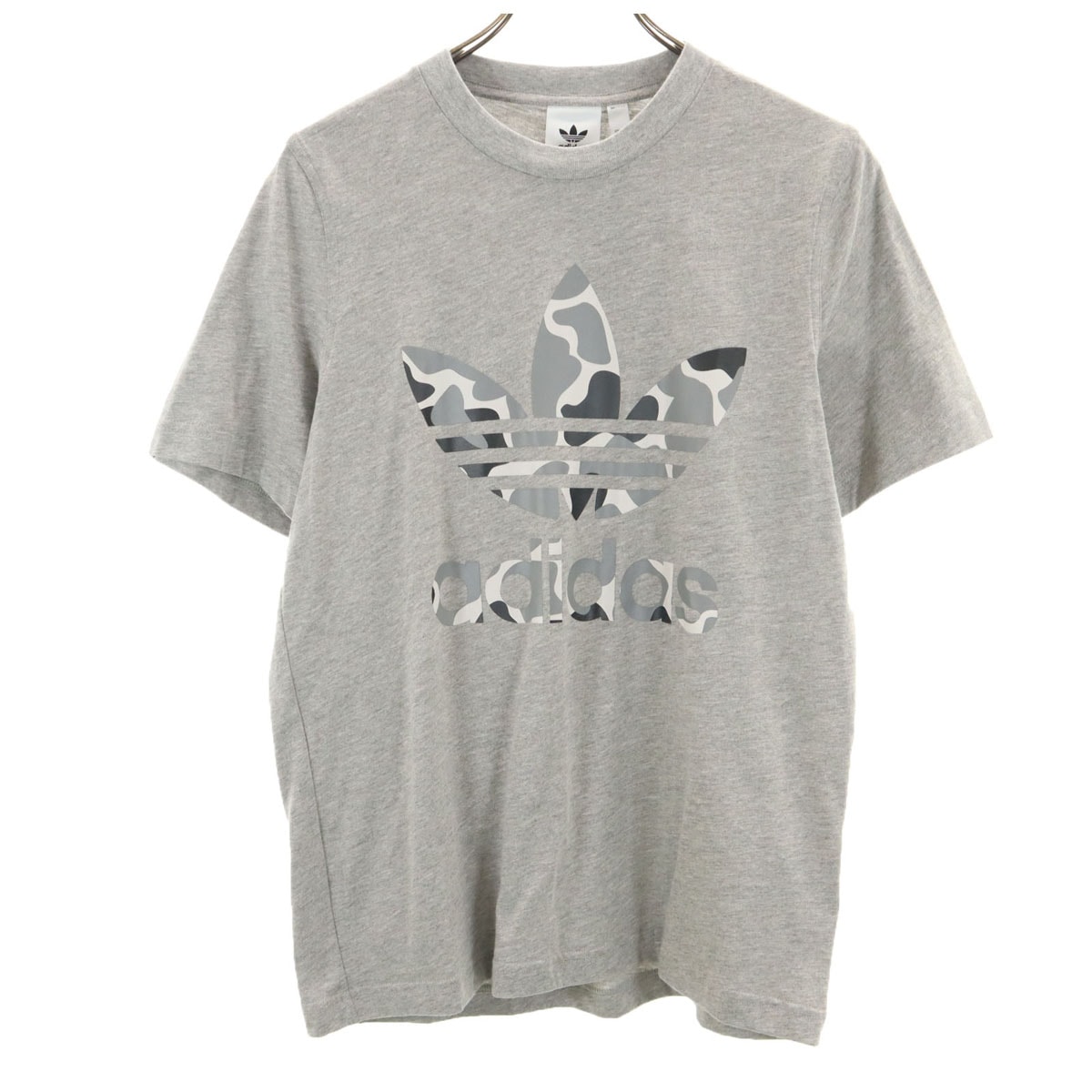 未使用 adidas アディダス トレフォイルロゴプリント 半袖 Tシャツ S グレー タグ付き