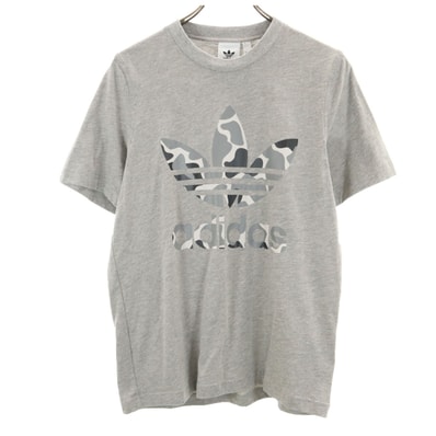 未使用 adidas アディダス トレフォイルロゴプリント 半袖 Tシャツ S グレー タグ付き