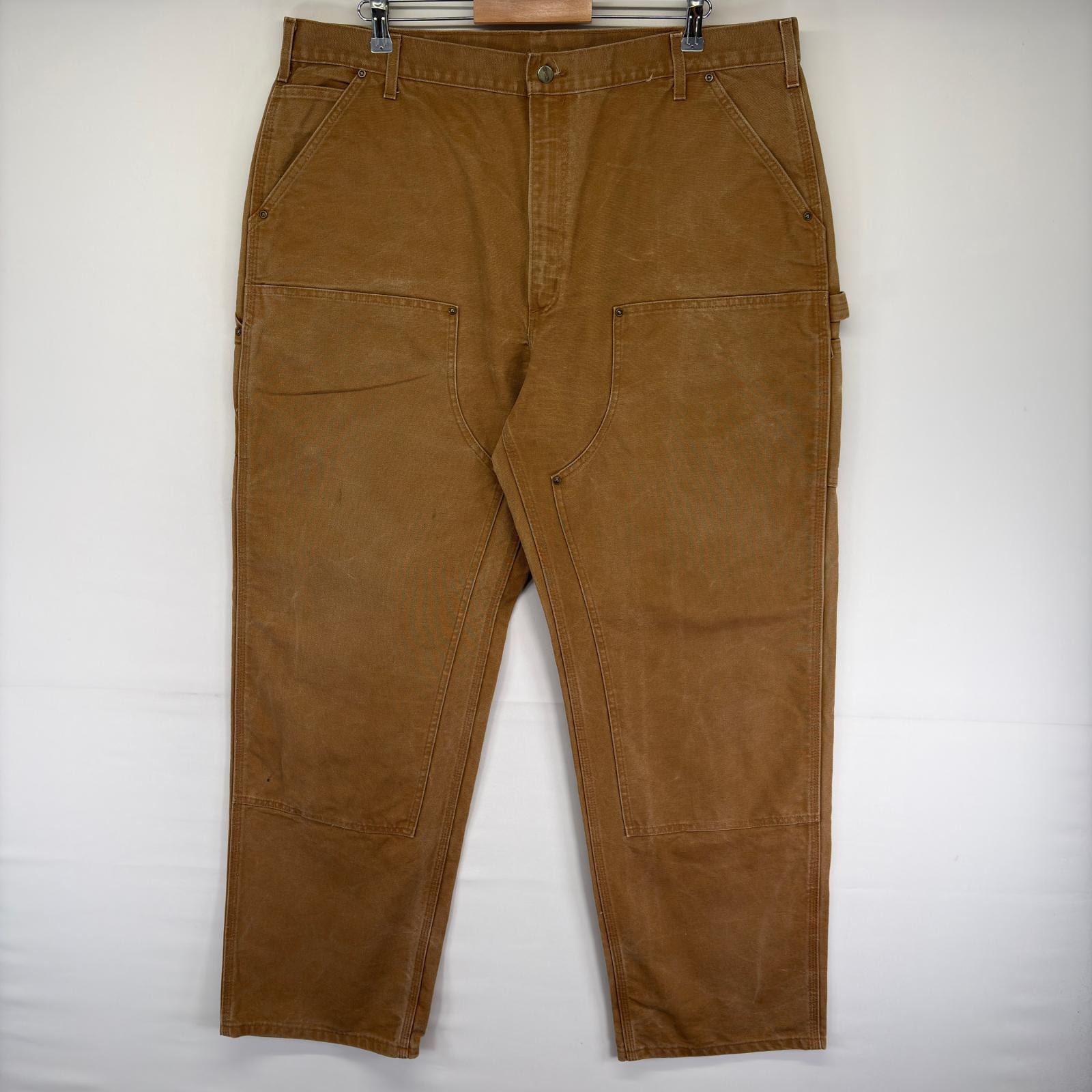 古着 カーハート Carhartt USA製 ダック パンツ ペインター ダブルニー スパナポケット 大きいサイズ w42 L34 ブラウン系 メンズ
