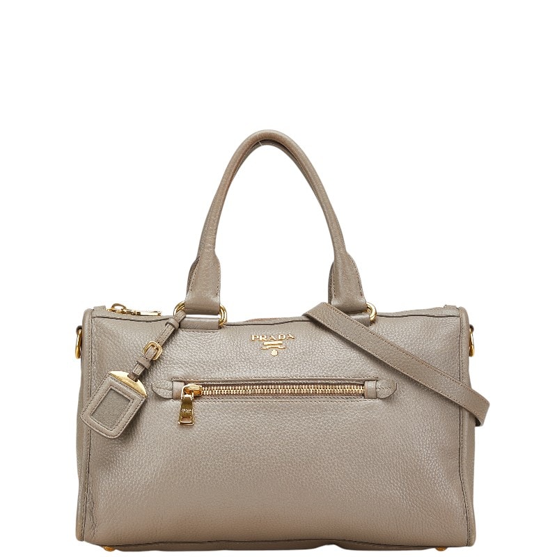 プラダ ハンドバッグ ショルダーバッグ 2WAY グレー レザー レディース PRADA 【中古】