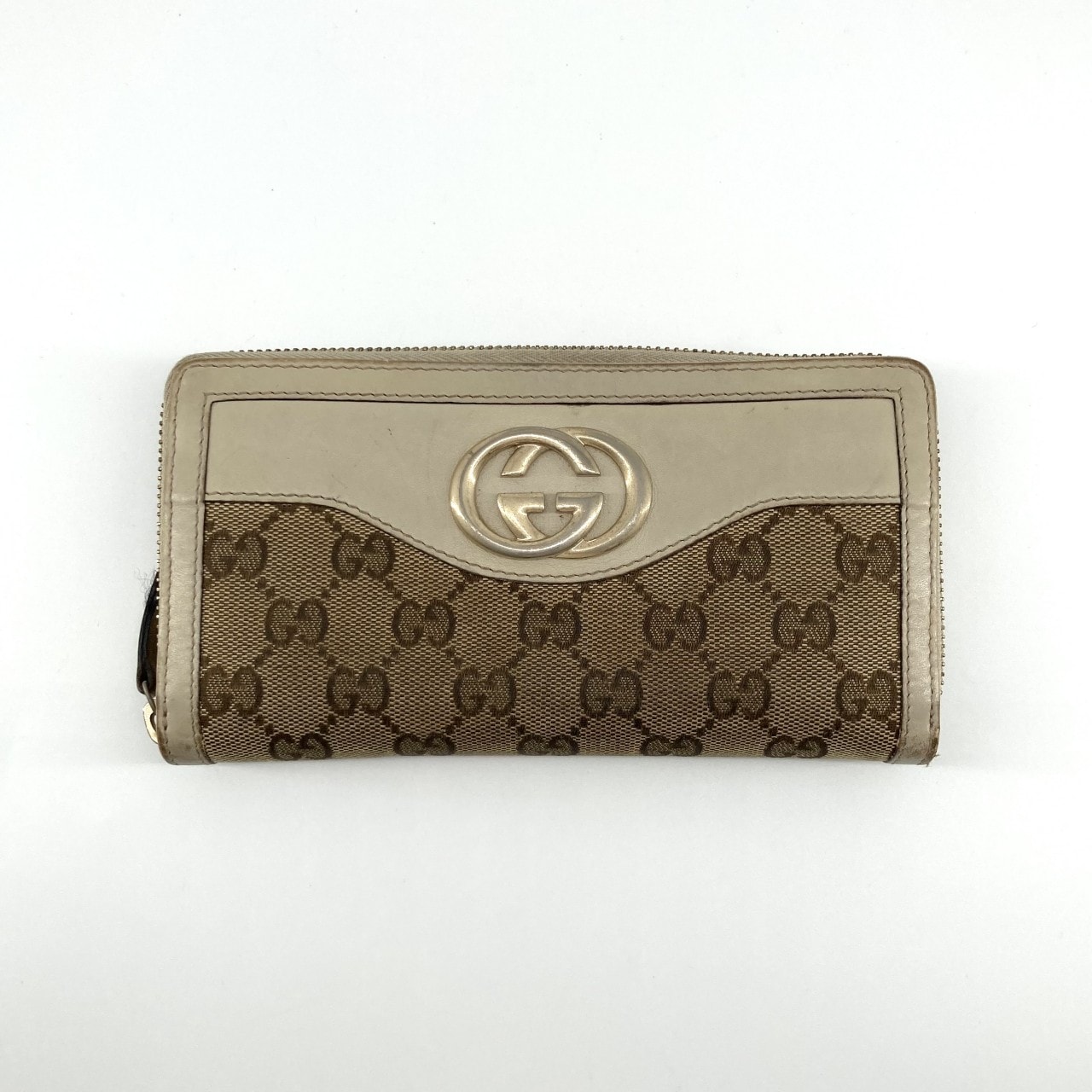 GUCCI(グッチ) スーキー ラウンドファスナー 308012 長財布 ベージュ×ブラウン