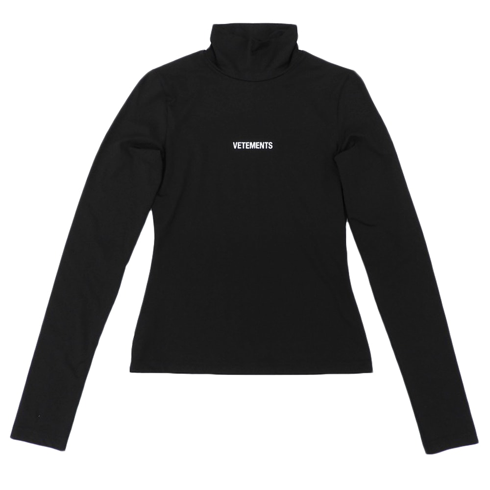 ヴェトモン 美品 ロゴ フィッテッド ストレッチ トップス メンズ 黒 ブラック S WE51TR130B S