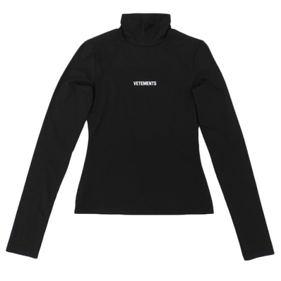 ヴェトモン 美品 ロゴ フィッテッド ストレッチ トップス メンズ 黒 ブラック S WE51TR130B S