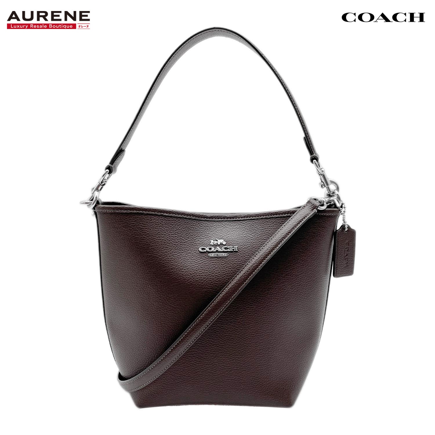COACH コーチ 2WAY ショルダーバッグ シティ バケットバッグ ロゴ CT801 レザー ブラウン レディース 【中古】