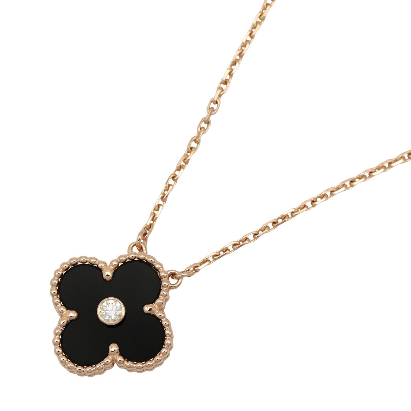 ヴァンクリーフ&アーペル Van Cleef & Arpels ヴィンテージアルハンブラ オニキス 1PD ネックレス ネックレス ジュエリー K18PG(ピンクゴールド) ダイヤモンド オニキス レディース ブラック系 / クリア系 / ゴールド系
