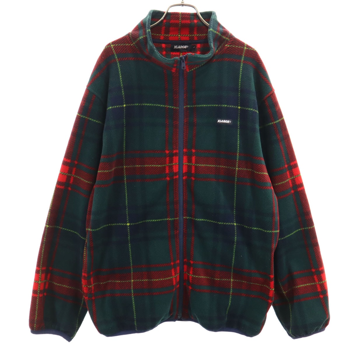 XLARGE エクストララージ チェック柄 フリースジャケット L 深緑