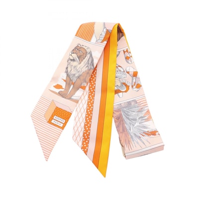エルメス HERMES ツイリー GRAND THEATRE NOUVEAU リボン スカーフ 衣料品 シルク シルク レディース ピンク系 / マルチカラー 【中古】