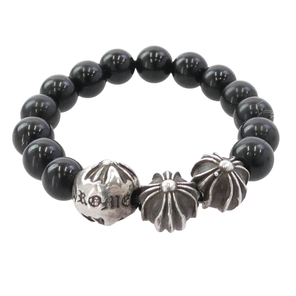 CHROME HEARTS クロムハーツ(原本無) リング BEAD RING ビーズ ビーズリング オニキス シルバー系 ブラック系 #20号【中古】
