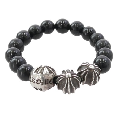 CHROME HEARTS クロムハーツ(原本無) リング BEAD RING ビーズ ビーズリング オニキス シルバー系 ブラック系 #20号【中古】