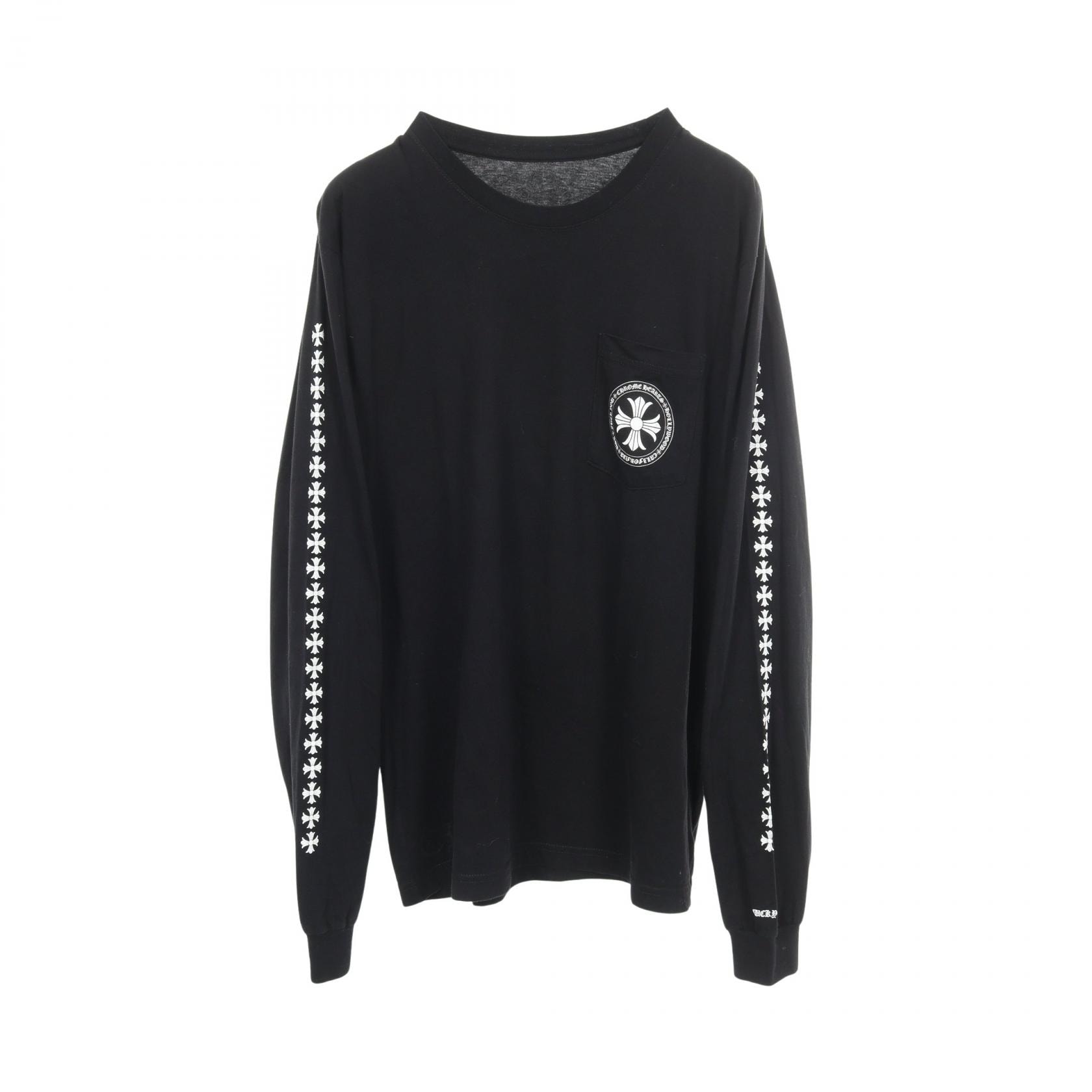 クロムハーツ CHROME HEARTS サークルロゴ アームロゴ ポケット付き 長袖Tシャツ 衣料品 トップス コットン メンズ ブラック系 【中古】