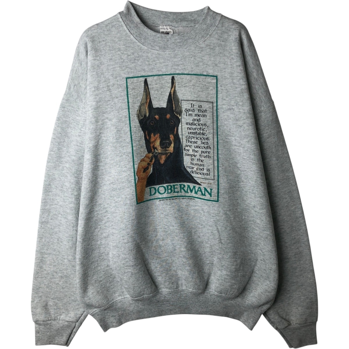 古着 90年代 フルーツオブザルーム FRUIT OF THE LOOM DOBELMAN ドーベルマン 犬柄 アニマル スウェットシャツ トレーナー USA製 メンズXXL相当 ヴィンテージ/eaa630072