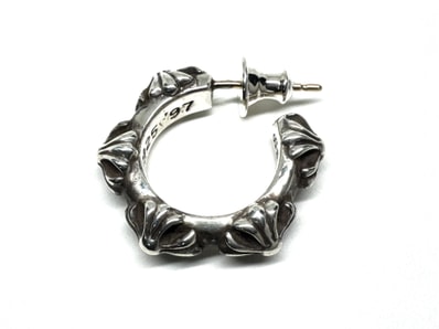 Chrome Hearts Cross Band Hoop Earrings Small "Silver"