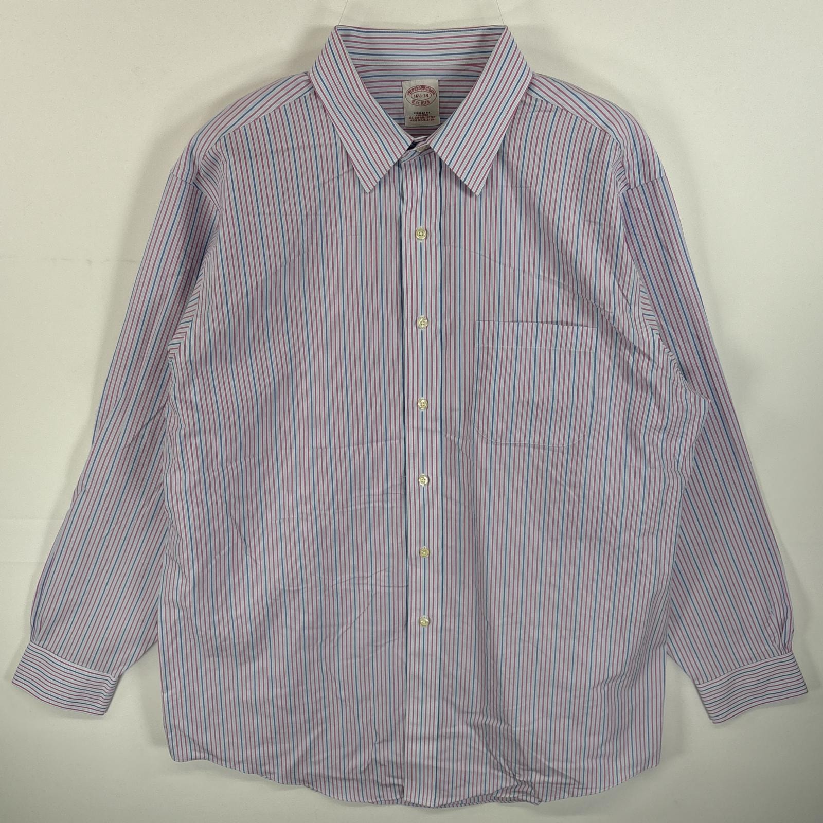 古着 ブルックスブラザーズ Brooks Brothers 長袖シャツ 胸ポケ REGULAR FIT NON-IRON L-XL  ピンク系 ストライプ メンズ