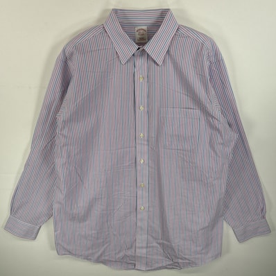 古着 ブルックスブラザーズ Brooks Brothers 長袖シャツ 胸ポケ REGULAR FIT NON-IRON L-XL ピンク系 ストライプ メンズ