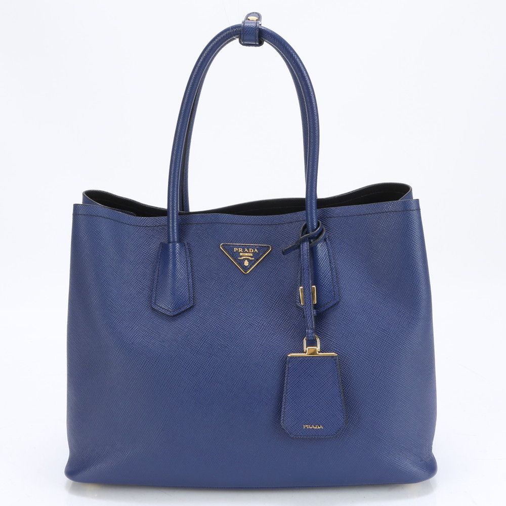 ■極美品 プラダ サフィアーノブルートート バッグ レザー