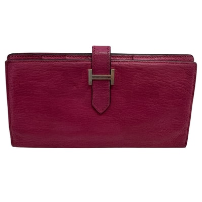 エルメス HERMES 長財布 ベアンスフレ 二つ折り H金具 ピンク