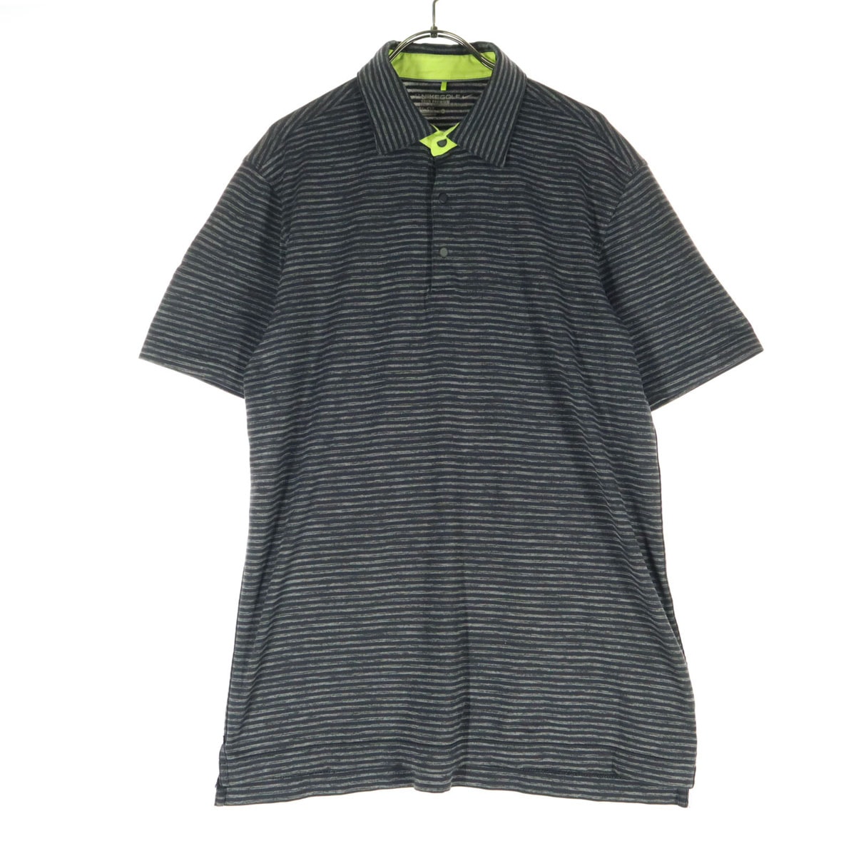 NIKE GOLF ナイキゴルフ ボーダー柄 ゴルフ 半袖 ポロシャツ L ブラック