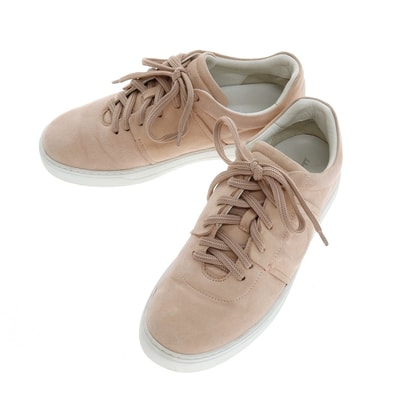 【中古】サルヴァトーレフェラガモ Salvatore Ferragamo スエード スニーカー ピンクxホワイト【サイズ7】【レディース】