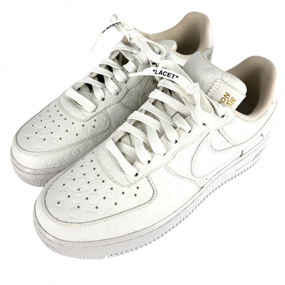 LOUIS VUITTON ルイヴィトン スニーカー ×NIKE エアフォース1 ロー 靴 ナイキコラボ AIR FORCE 1 LOW ロゴ ファッションアイテム 7サイズ 約26cm レザー    ホワイト 白 メンズ 美品【中古品】