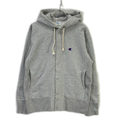 チャンピオン C3-A120 グレー REVERSE WEAVE SNAP HOODED SWEATSHIRT スナップフーディ L