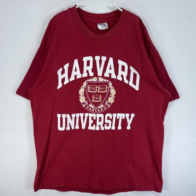 古着 90's/90年代 チャンピオン Champion 半袖Tシャツ カレッジ ハーバード 大きいサイズ シングルステッチ USA製 3段プリント XL ワインレッド メンズ
