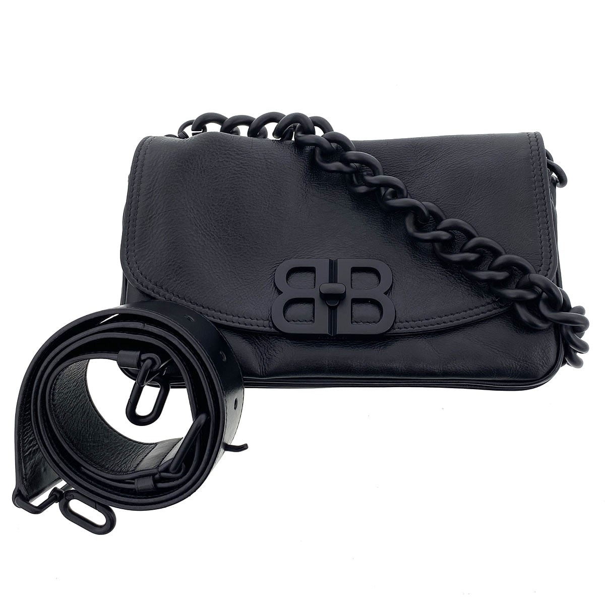 BALENCIAGA バレンシアガ BBソフトレザー 2WAY ショルダーバッグ ショルダーバッグ 748598 レザー ブラック  レディース【中古】