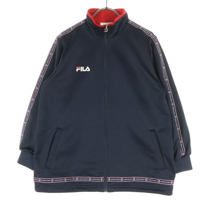 FILA フィラ 90s オールド ワンポイントロゴ 長袖 トラックジャケット XS ネイビー