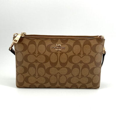 COACH(コーチ) ダブルジップ クロスボディ シグネチャー柄 F58328 ショルダーバッグ ブラウン