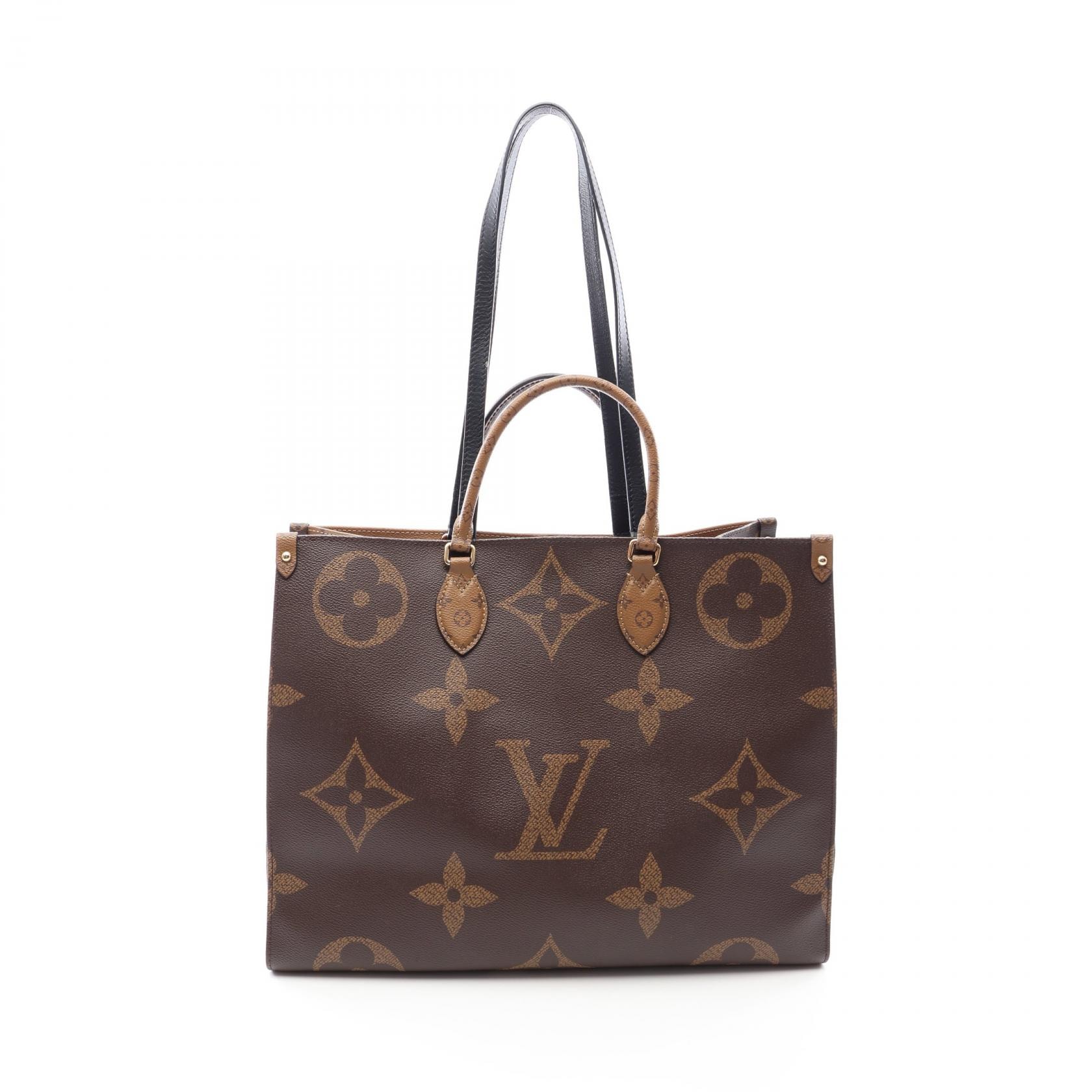 ルイ・ヴィトン LOUIS VUITTON オンザゴーGM モノグラムジャイアント モノグラムリバース 2WAY ショルダーバッグ バッグ PVCコーティングキャンバス レザー レディース ブラウン系 M45320 【中古】