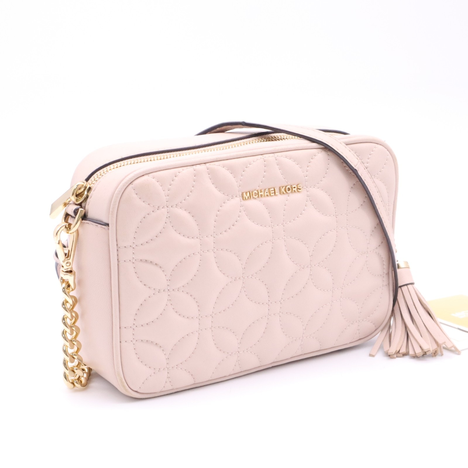 美品 Michael Kors マイケルコース レザー JET SET CHARM カメラバッグ ミディアム 32H8GF5M8T ショルダーバッグ ピンクベージュ レザー レディース
