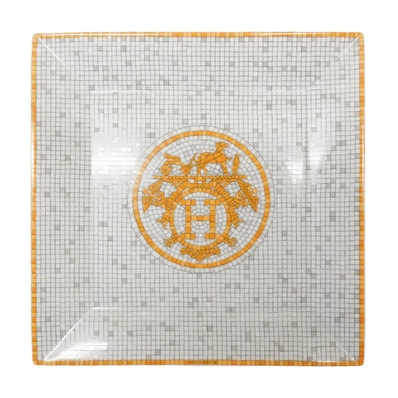 HERMES エルメス 食器 プチカレ No3 モザイク 24 (ヴァンキャトル) 15cm 皿 ゴールド ポーセリン(陶器) P026043P 新品
