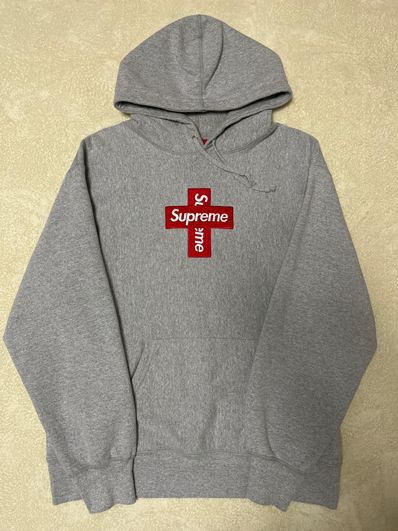 Supreme Cross Box Logo Hooded Sweatshirt "Grey"