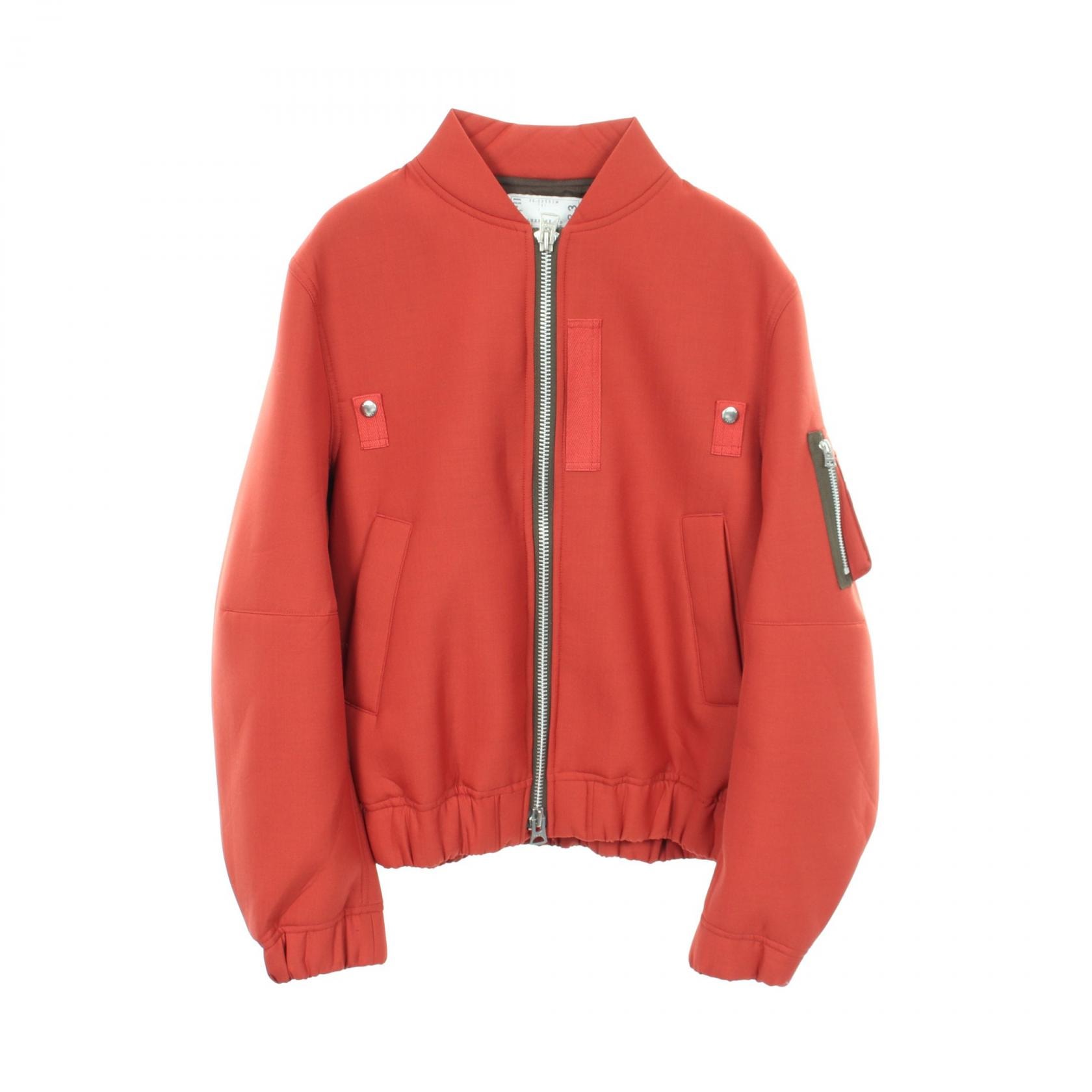 サカイ Sacai Suiting Bonding Blouson ミリタリージャケット 衣料品 アウター ウール ポリエステル メンズ ブラウン系 / グリーン系 【中古】