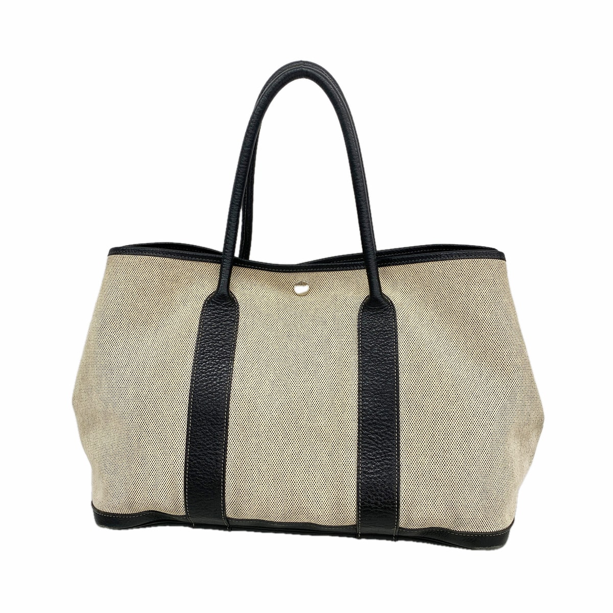 【6kd4564】エルメス トートバッグ ガーデンパーティPM トワルアッシュ ブラック シルバー金具 □J刻印【中古】レディース