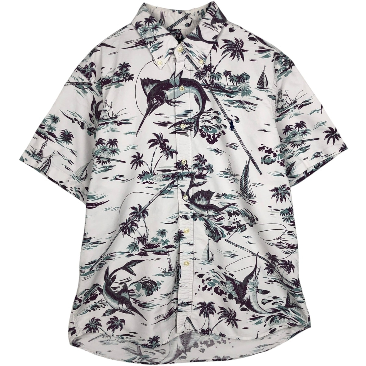 古着 ラルフローレン Ralph Lauren 総柄 半袖 ボタンダウンシャツ メンズL相当/eaa633154