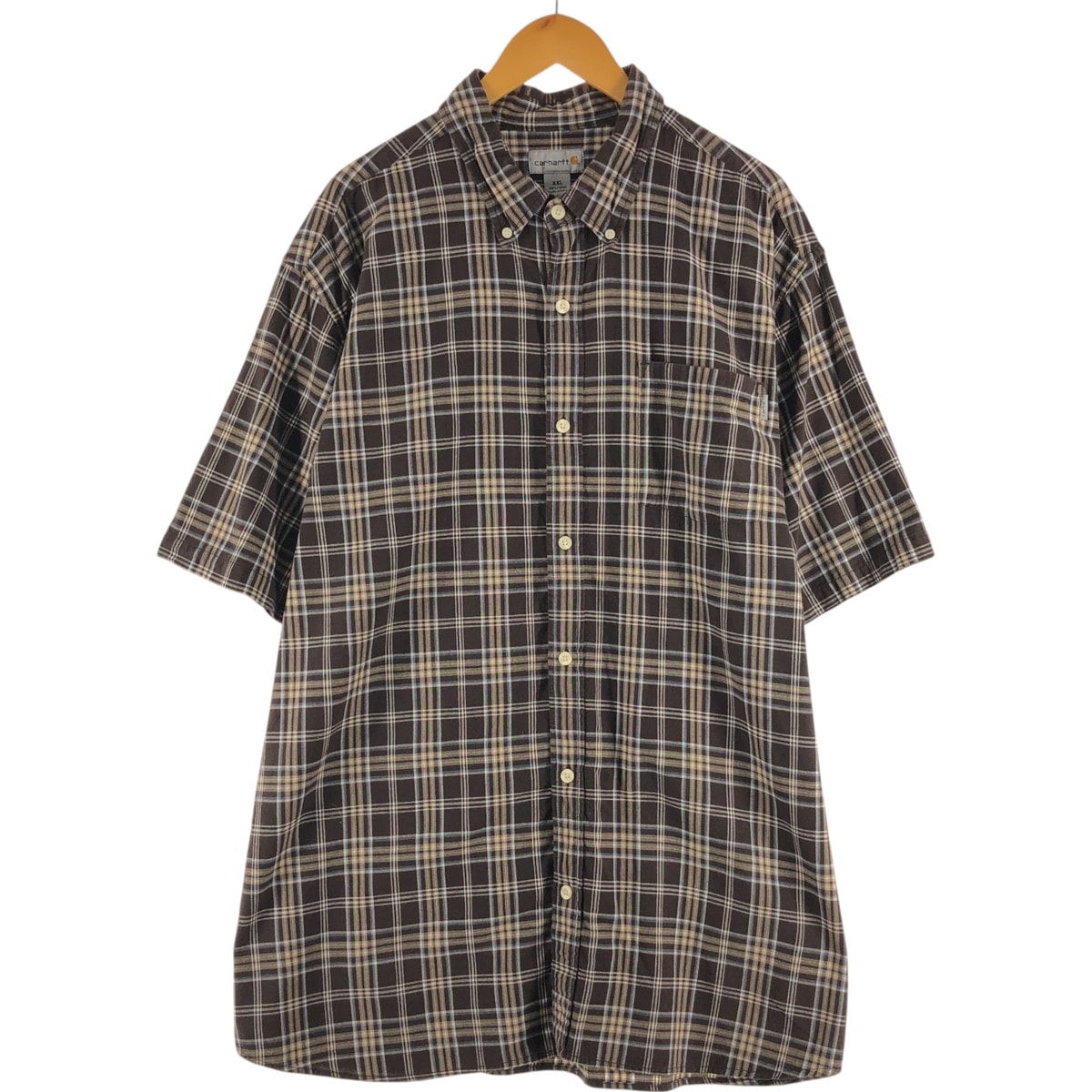 古着 カーハート Carhartt チェック柄 ボタンダウン 半袖 ワークシャツ メンズXXL相当/eaa535553