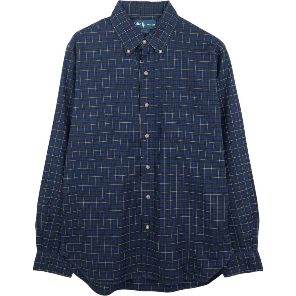 古着 ラルフローレン Ralph Lauren 120's 2-ply 長袖 ボタンダウンチェックシャツ メンズM相当/eaa661288