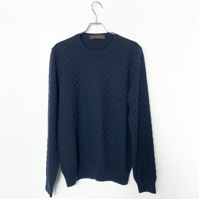 LOUIS VUITTON ダミエクルーネックウールニット "Navy"