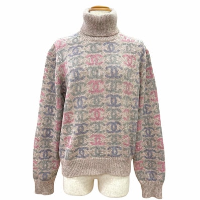 極美品 シャネル ココマーク 総柄 スパンコール ニット 42 P73878
