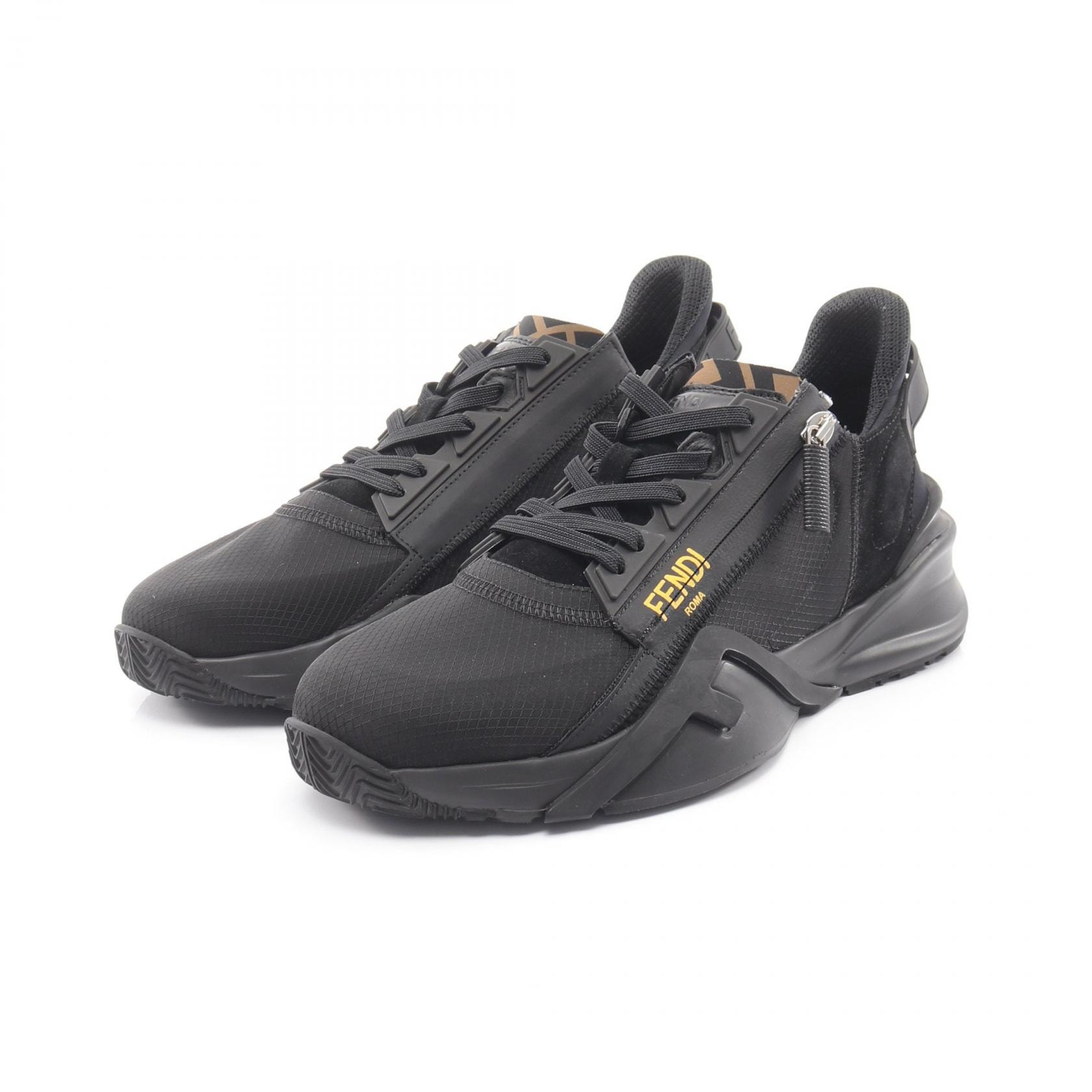 フェンディ FENDI FLOW フロー スニーカー 靴 ファブリック / ラバー メンズ ブラック系 【中古】