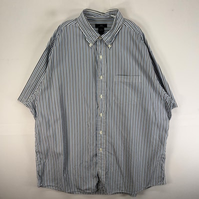 古着 ブルックスブラザーズ Brooks Brothers 半袖シャツ ボタンダウン 346 XL ブルー系 ストライプ メンズ