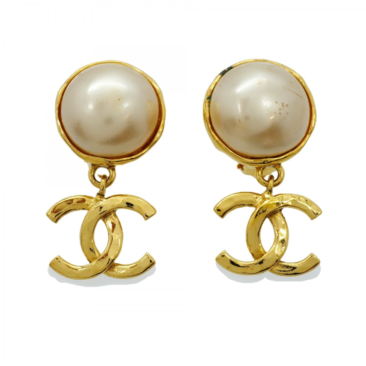 ★最終価格★SALE【6jcb0704】シャネル イヤリング ヴィンテージ ココマーク GPメッキ フェイクパール ゴールド【中古】レディース