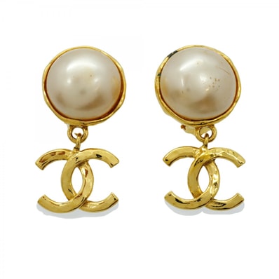 ★最終価格★SALE【6jcb0704】シャネル イヤリング ヴィンテージ ココマーク GPメッキ フェイクパール ゴールド【中古】レディース