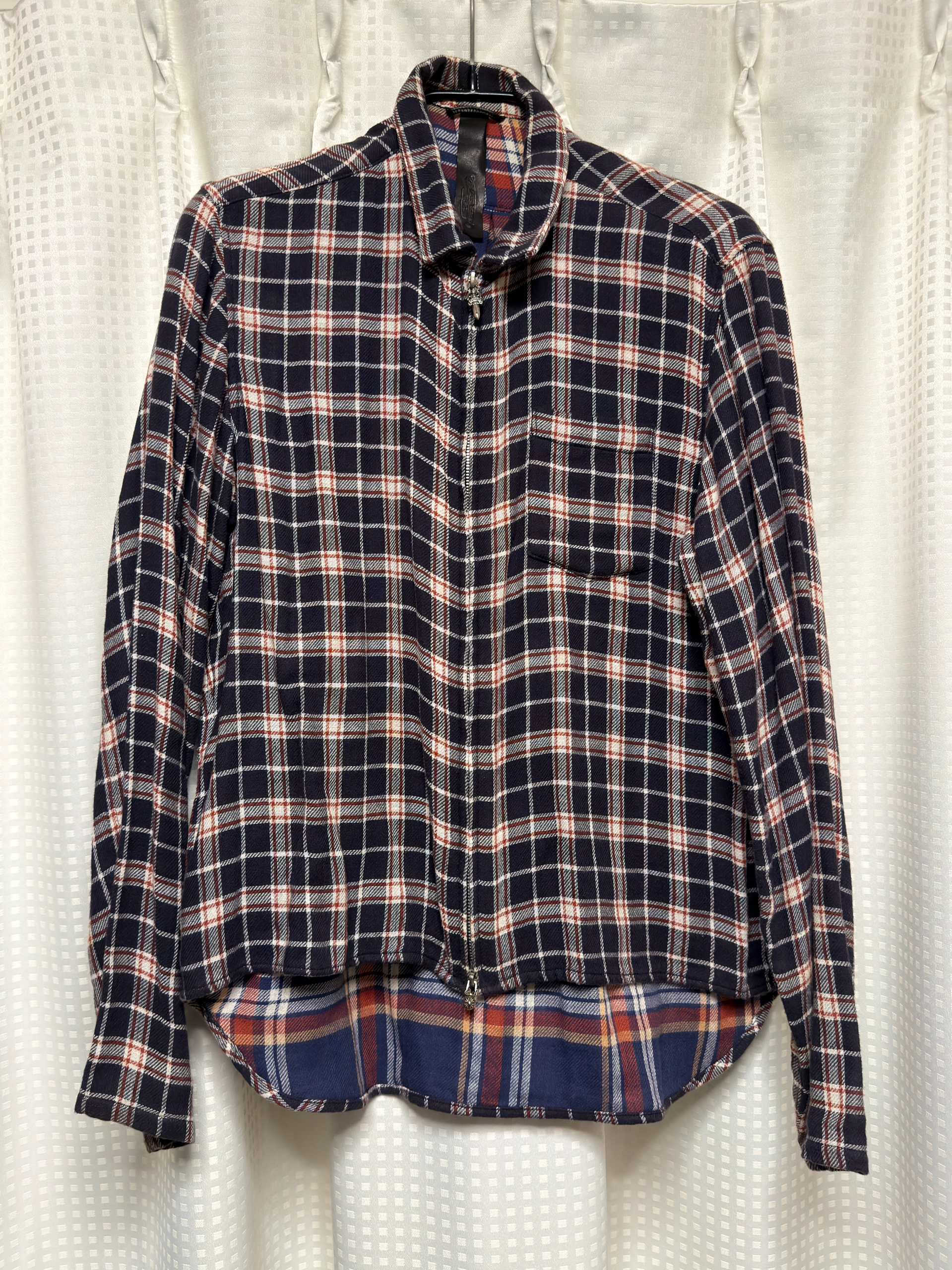 【CHROME HEARTS】USA製 ジップアップチェックシャツ M