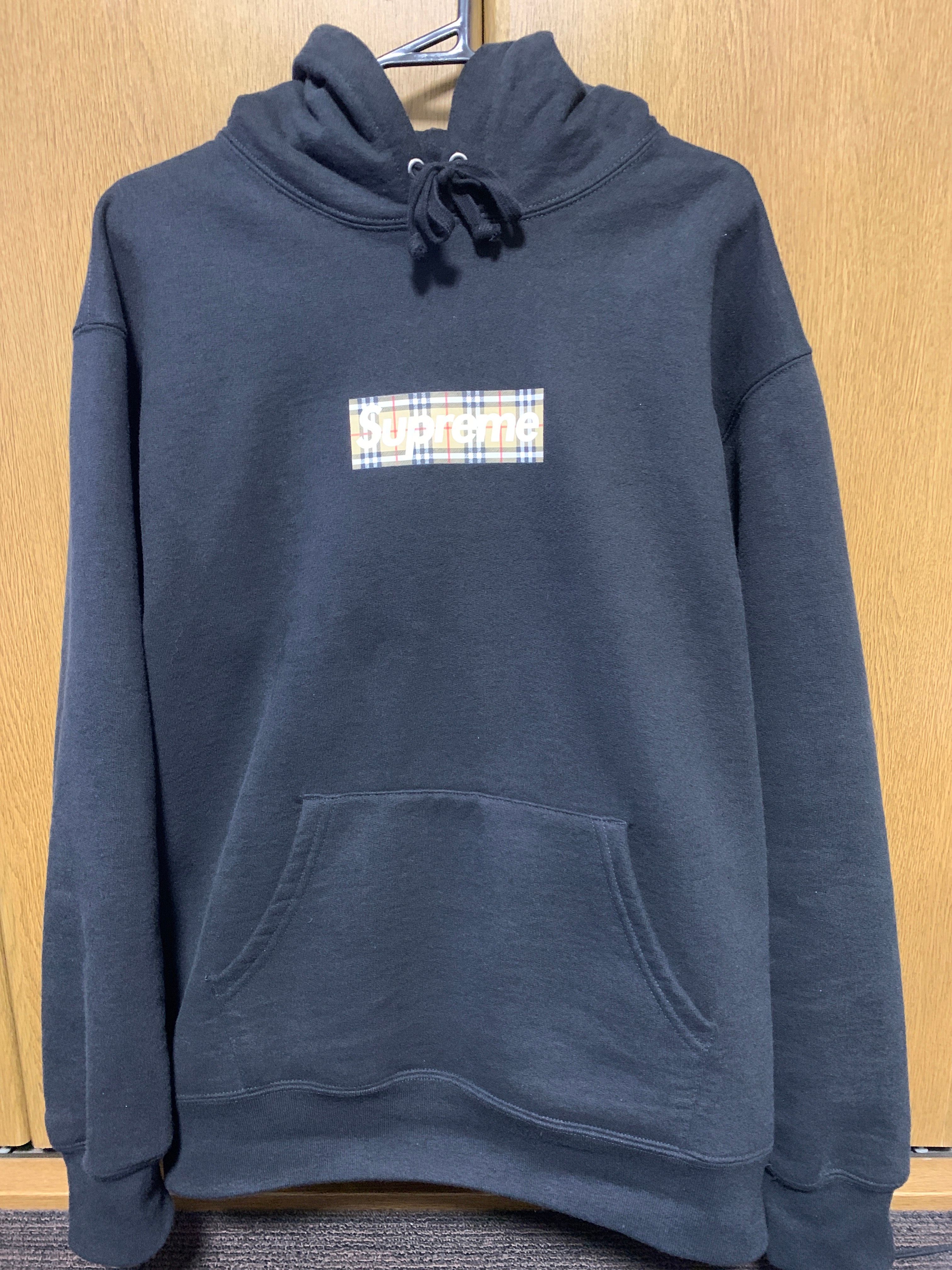 Supreme / Burberry Box Logo Hooded Sweatshirt "Black"