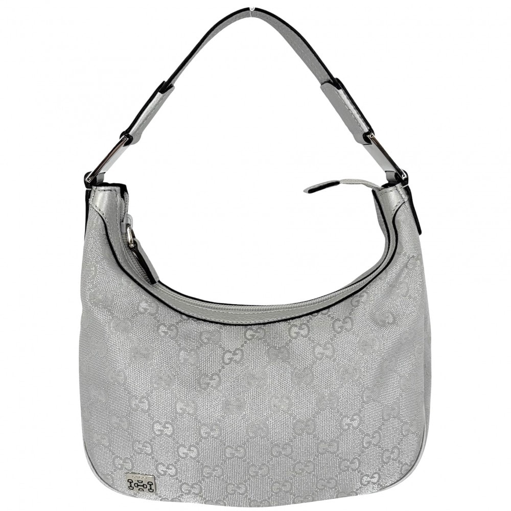 GUCCI グッチ ハンドバッグ スモールウェブ ポップ ホーボー 263757 GGプラス  レザー   シルバー シルバー金具 レディース【中古品】